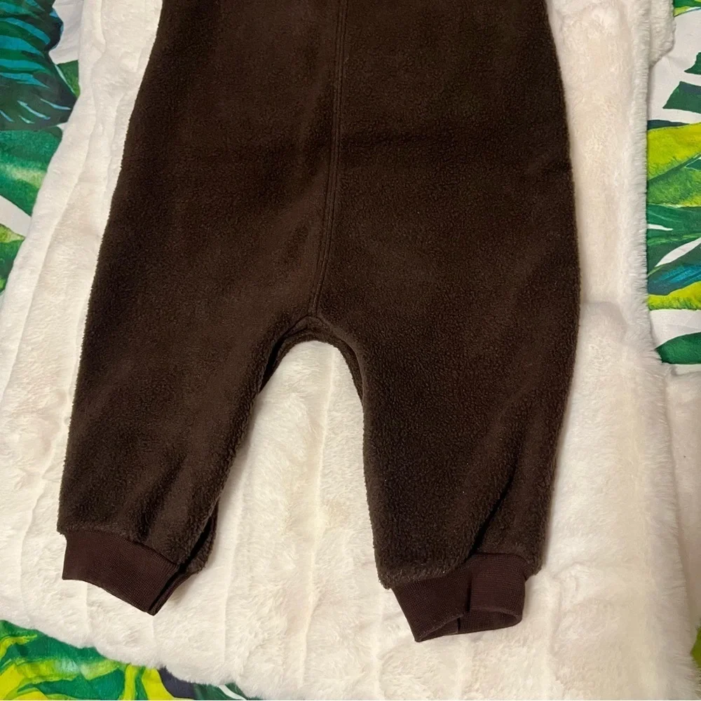 Vintage Oshkosh Baby Infant 12M Bunny Raccoon Fleece Button Fall Cozy Overalls